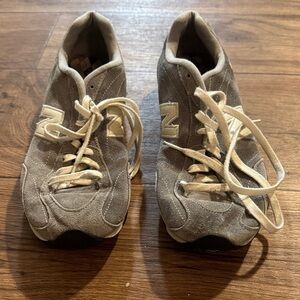 New Balance Gray and White Suede Sneakers